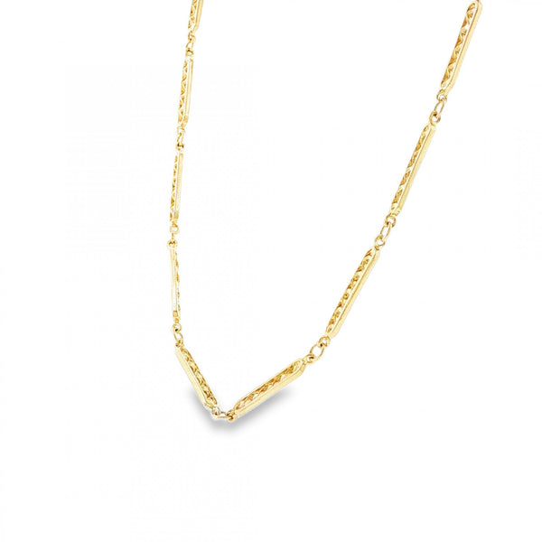 9ct Yellow Gold Twist Bar Chain - 16" - 11.7g