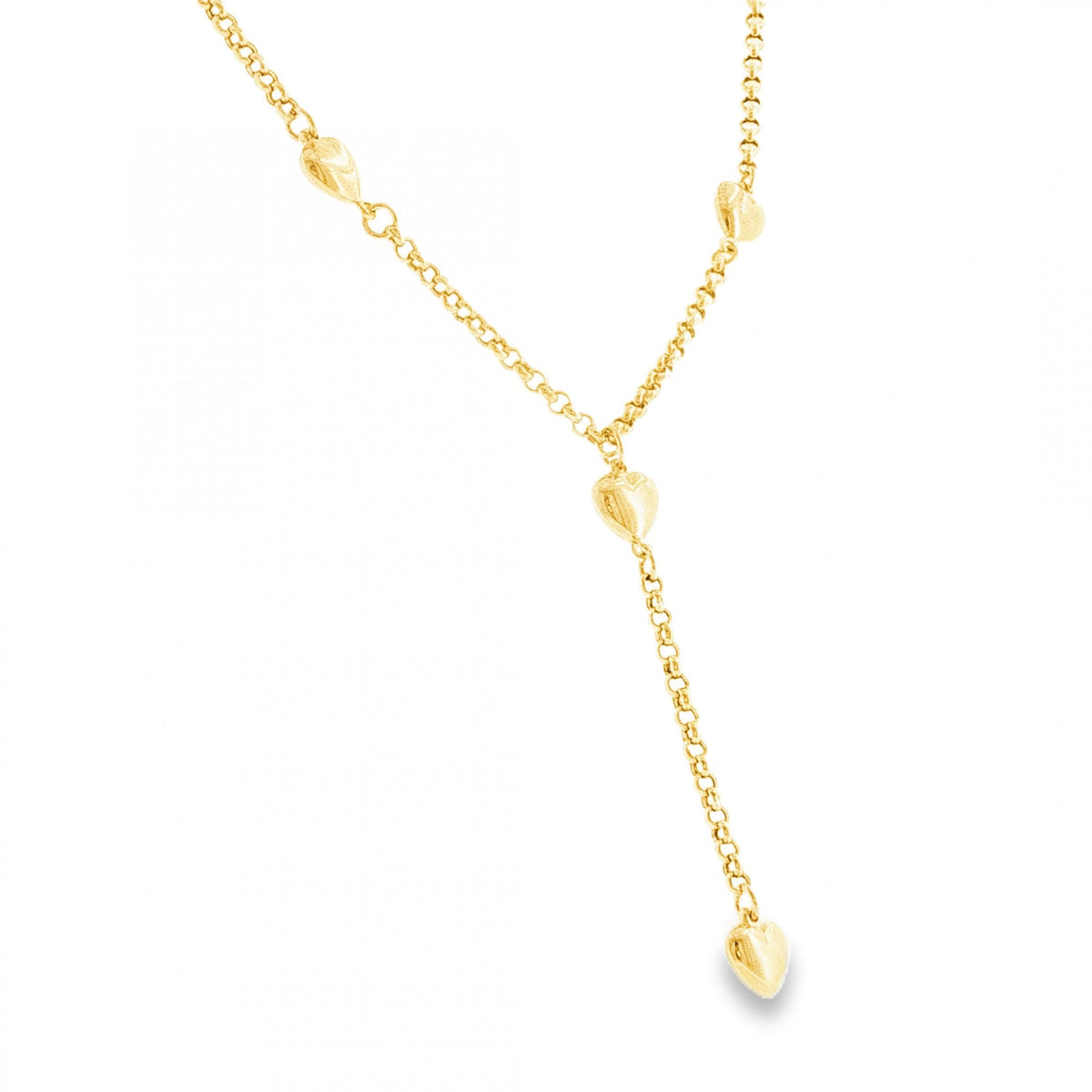 9ct Yellow Gold Curb Chain & Heart Drop - 16" - 5.7g