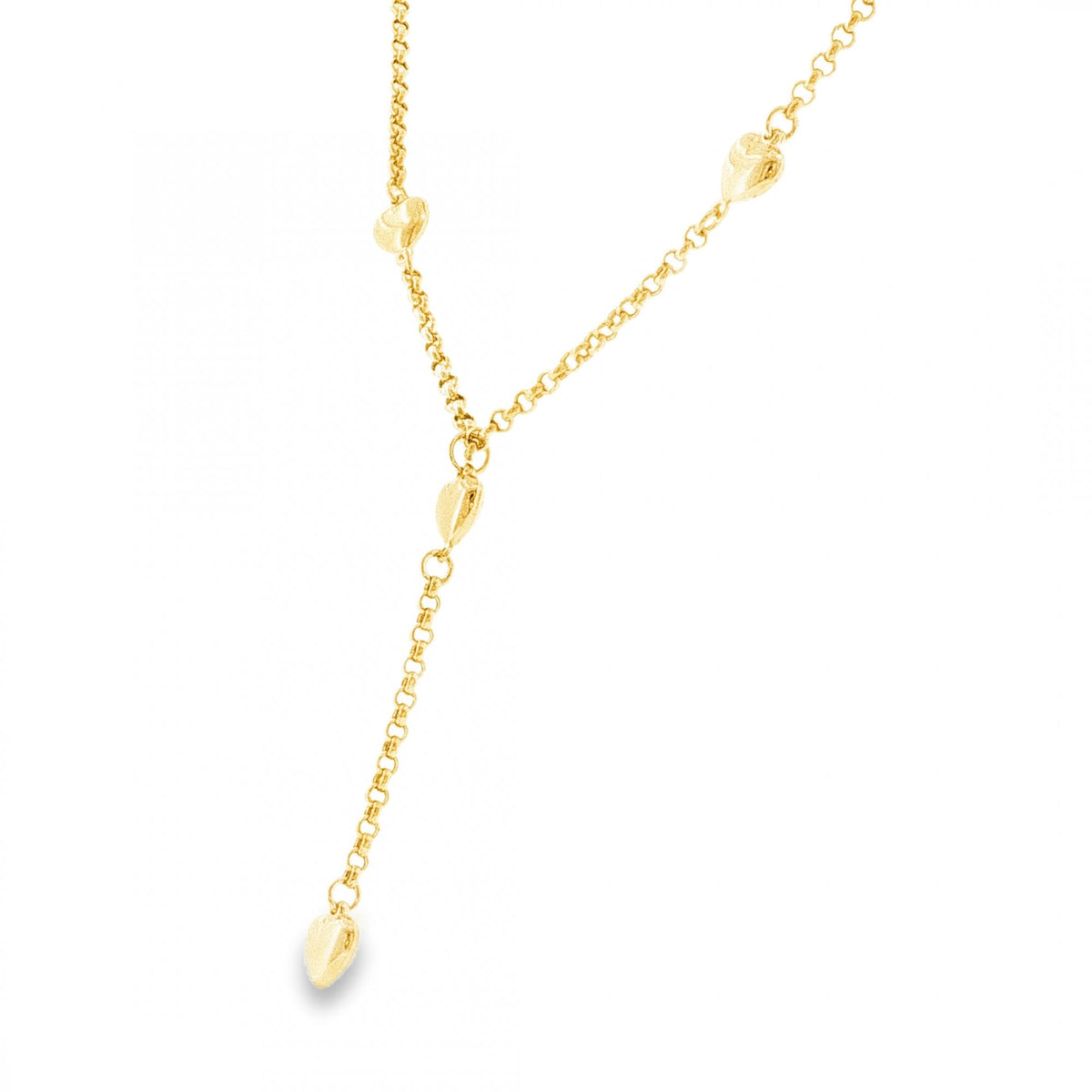 9ct Yellow Gold Curb Chain & Heart Drop - 16" - 5.7g
