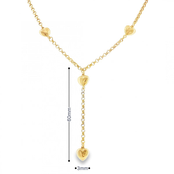 9ct Yellow Gold Curb Chain & Heart Drop - 16" - 5.7g