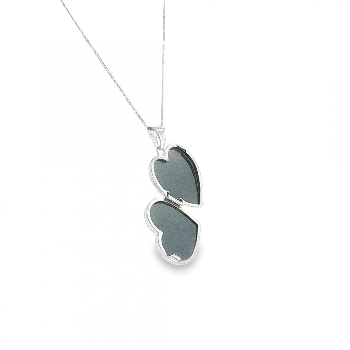 9ct White Gold Heart Diamond Locket & Necklace - 18" - 2.6g