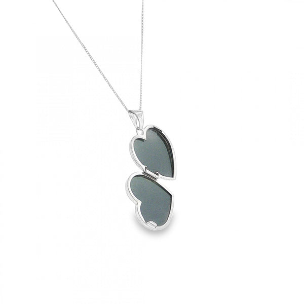 9ct White Gold Heart Diamond Locket & Necklace - 18" - 2.6g