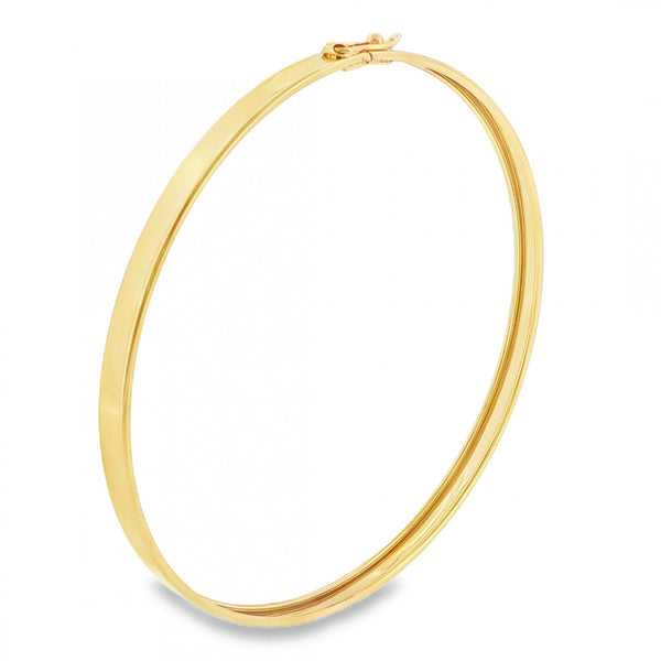 9ct Yellow Gold Round Plain Flat Bangle - 20cm - 3.5g