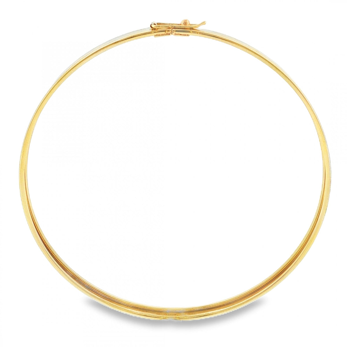 9ct Yellow Gold Round Plain Flat Bangle - 20cm - 3.5g