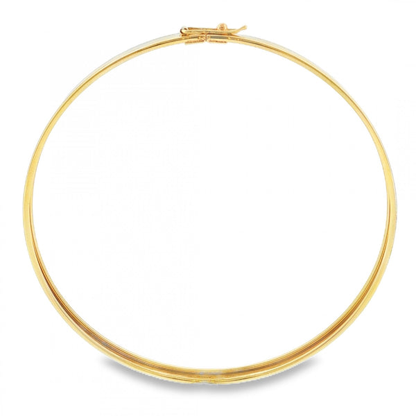 9ct Yellow Gold Round Plain Flat Bangle - 20cm - 3.5g