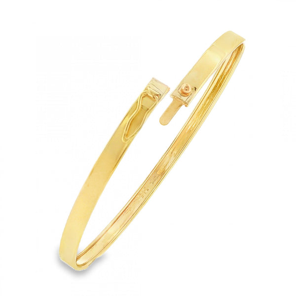 9ct Yellow Gold Round Plain Flat Bangle - 20cm - 3.5g