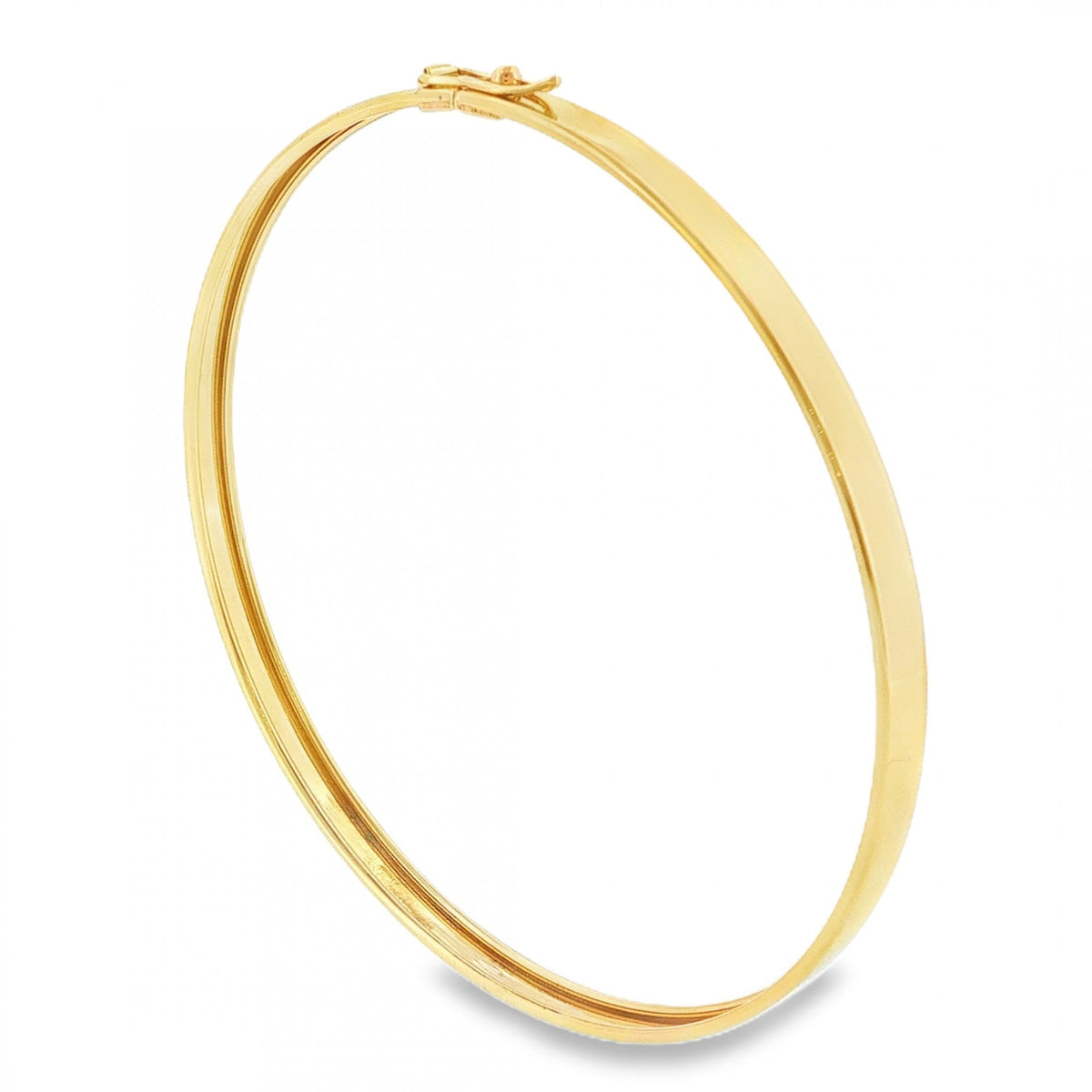 9ct Yellow Gold Round Plain Flat Bangle - 20cm - 3.5g