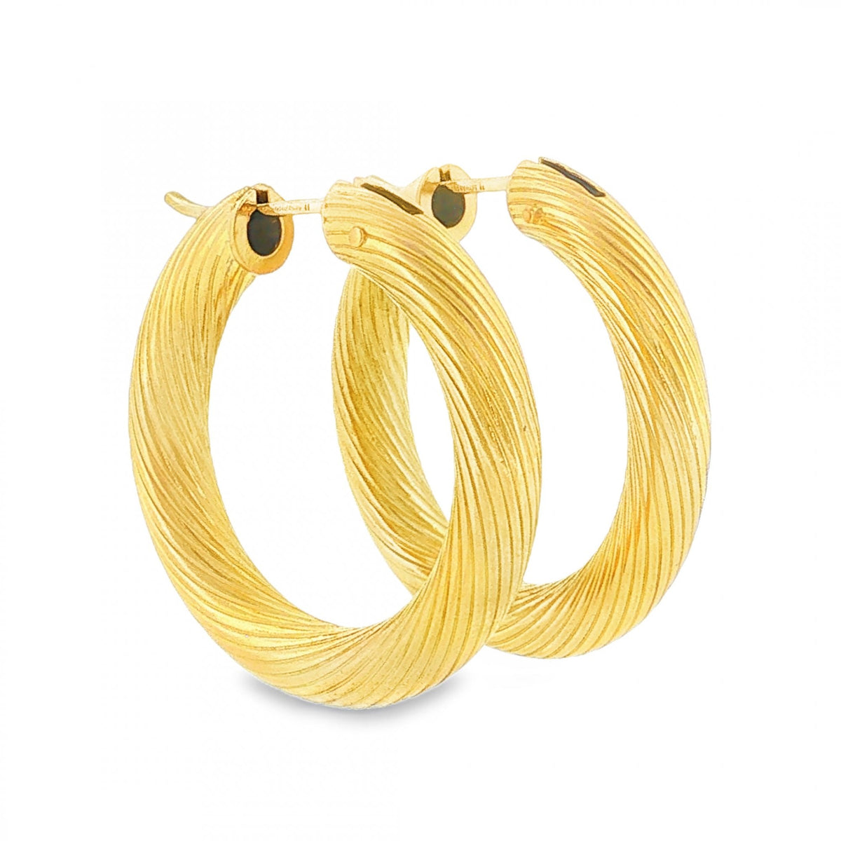 9ct Yellow Gold Twist Tube Hoop Earrings - 5x29x30mm - 5.4g