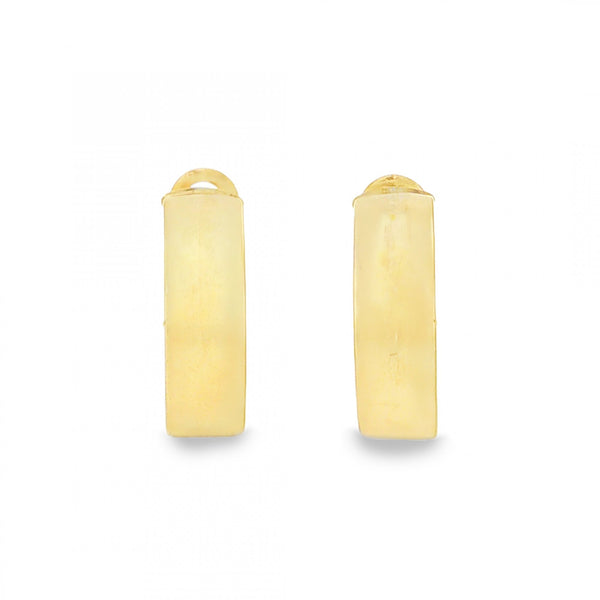 9ct Yellow Gold Plain Court Hoop Earrings - 6x19x18mm - 1.9g