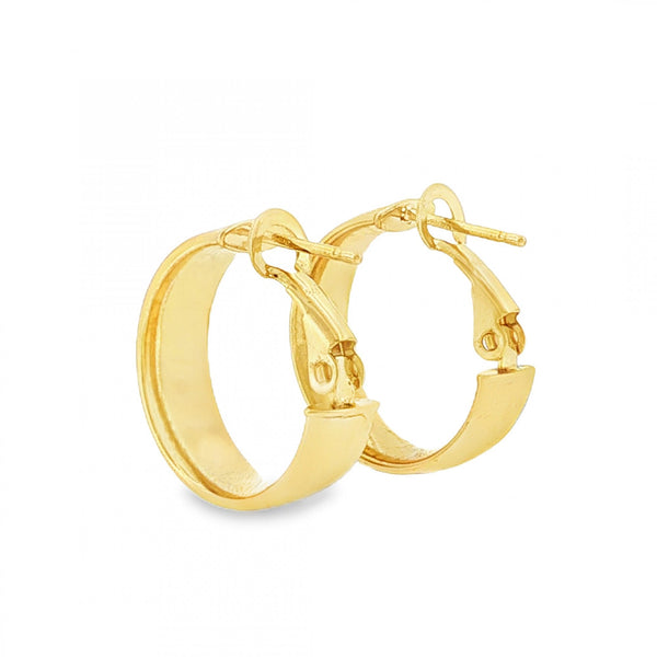 9ct Yellow Gold Plain Court Hoop Earrings - 6x19x18mm - 1.9g