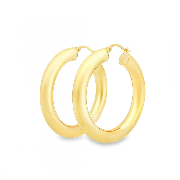 9ct Yellow Gold Large Tube Hoop Earrings - 5x35x34mm - 4.7g