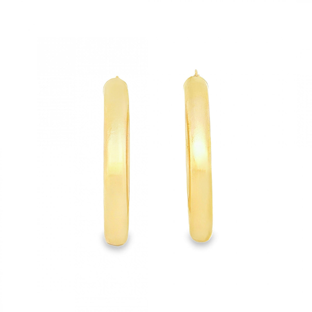 9ct Yellow Gold Large Tube Hoop Earrings - 5x35x34mm - 4.7g
