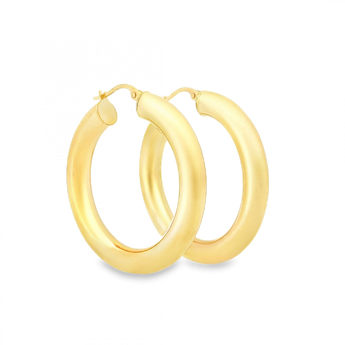 9ct Yellow Gold Large Tube Hoop Earrings - 5x35x34mm - 4.7g