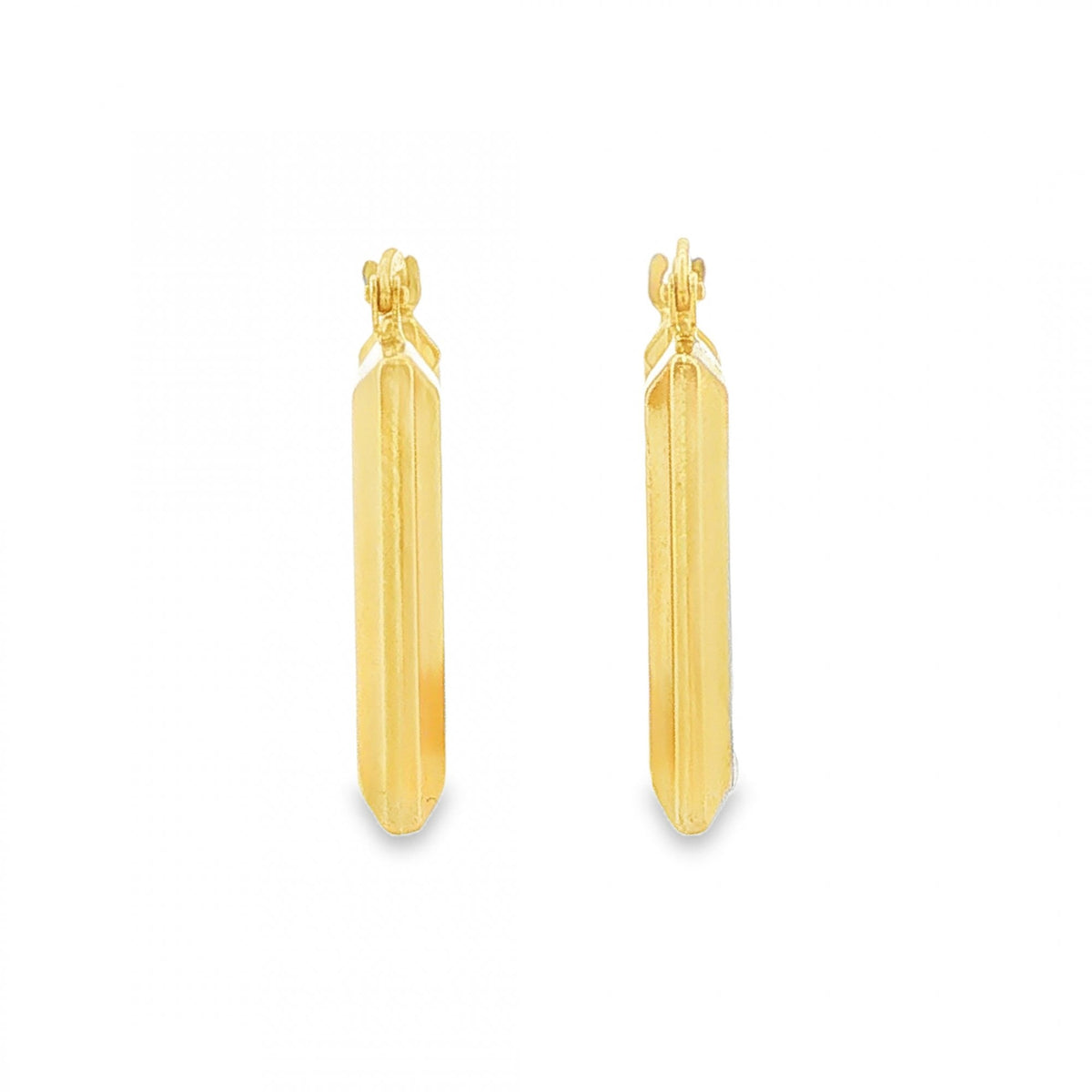 9ct Yellow Gold Faceted Square Hoop Earrings - 3.5x23x19mm -2.1g