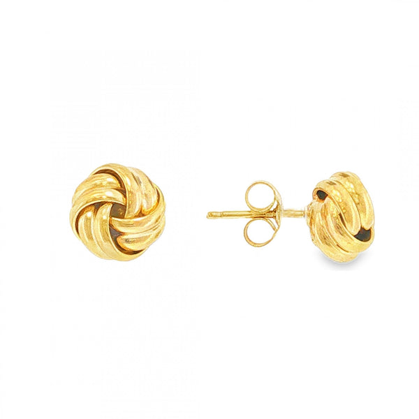 9ct Yellow Gold Knot Stud Earrings - 10x10x6mm - 1.8g