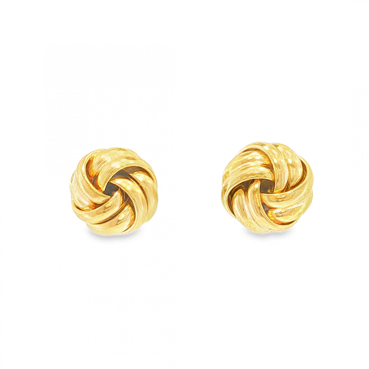 9ct Yellow Gold Knot Stud Earrings - 10x10x6mm - 1.8g