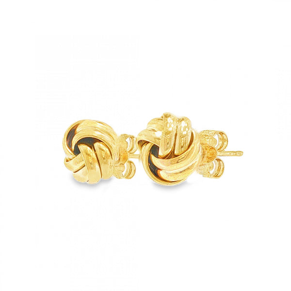 9ct Yellow Gold Knot Stud Earrings - 10x10x6mm - 1.8g