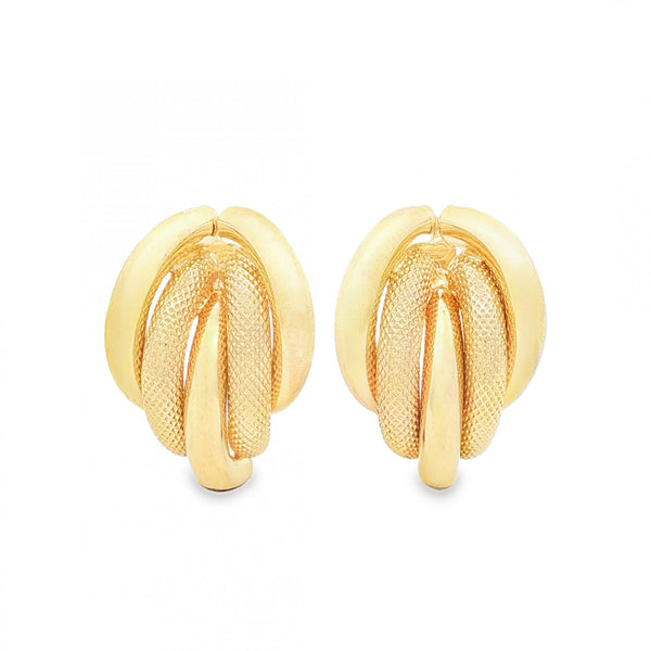 9ct Yellow Gold Half Hoop Stud Earrings - 15x22x9mm - 3.2g