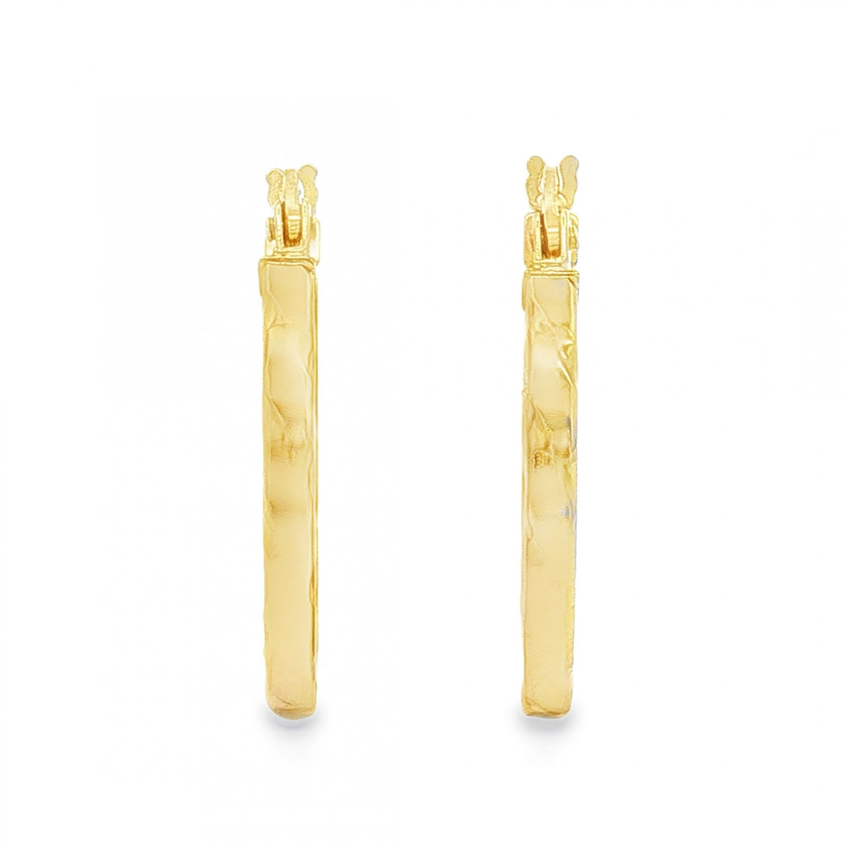 9ct Yellow Gold Square-Tube Twist Hoop Earrings -2x20x19mm -1.6g