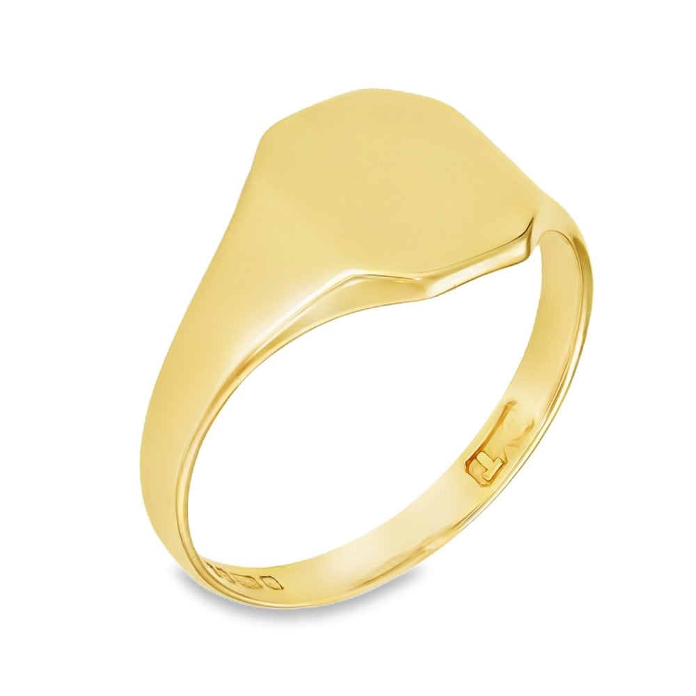 9ct Yellow Gold Plain Octagonal Signet Ring - Size S - 11mm