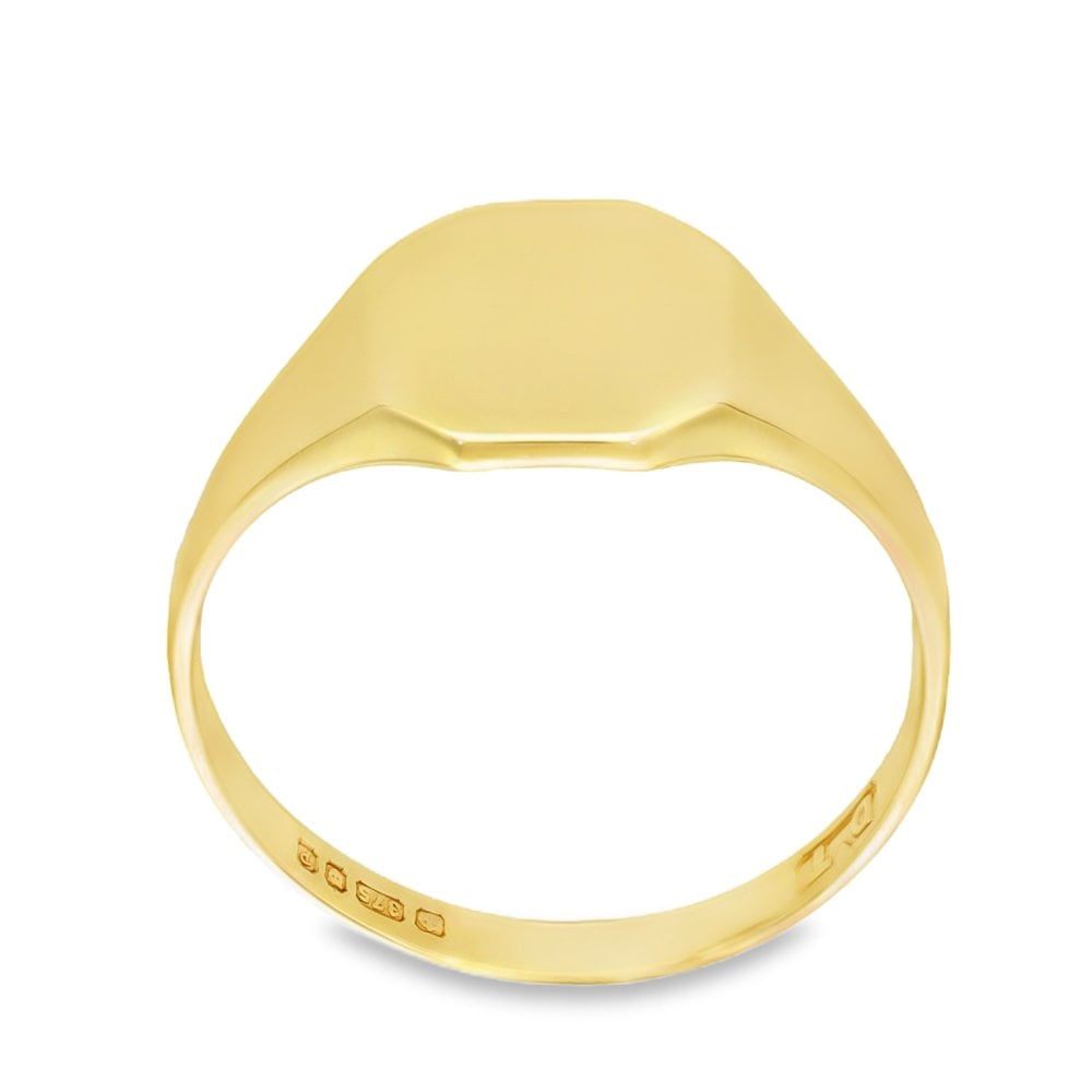 9ct Yellow Gold Plain Octagonal Signet Ring - Size S - 11mm