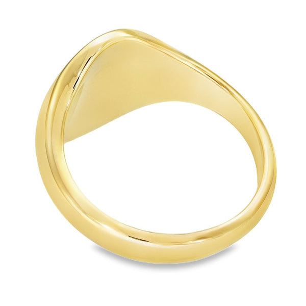 9ct Yellow Gold Plain Oval Signet Ring - Size R½ - 15mm