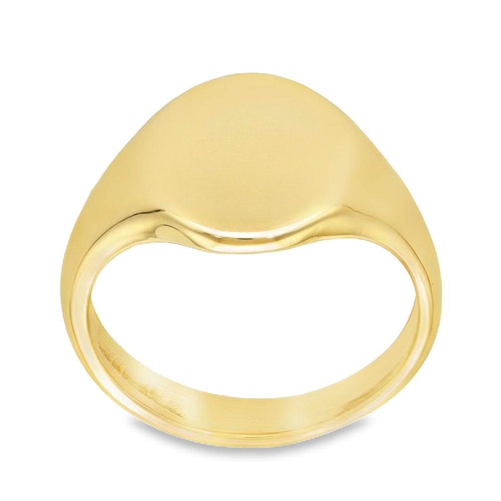 9ct Yellow Gold Plain Oval Signet Ring - Size R½ - 15mm