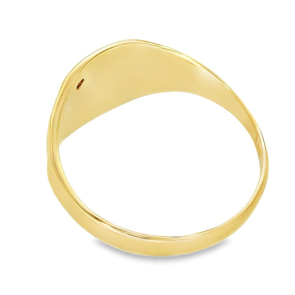 9ct Yellow Gold Diamond Cushion Signet Ring - Size U - 12mm