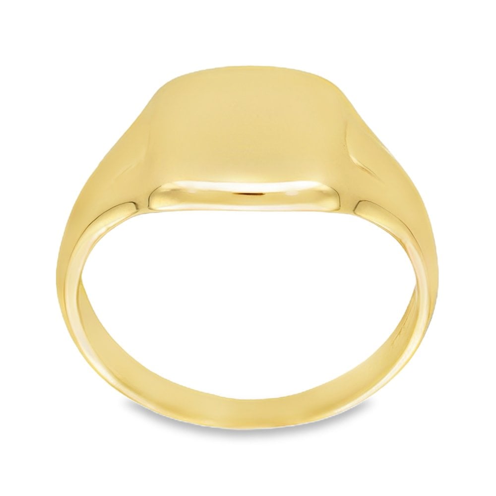9ct Yellow Gold Cushion Signet Ring - Size V - 13mm