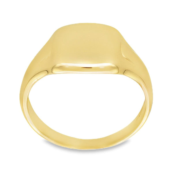9ct Yellow Gold Cushion Signet Ring - Size V - 13mm