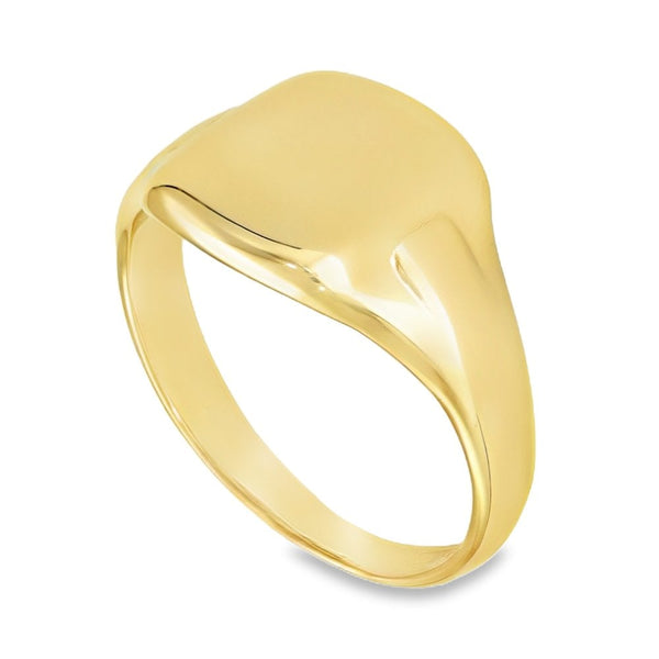9ct Yellow Gold Cushion Signet Ring - Size V - 13mm