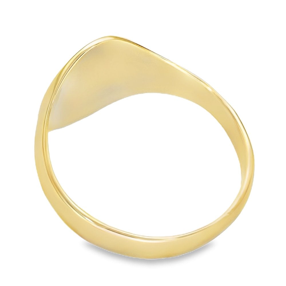 9ct Yellow Gold Feather Engraved Oval Signet Ring -Size T½ -14mm