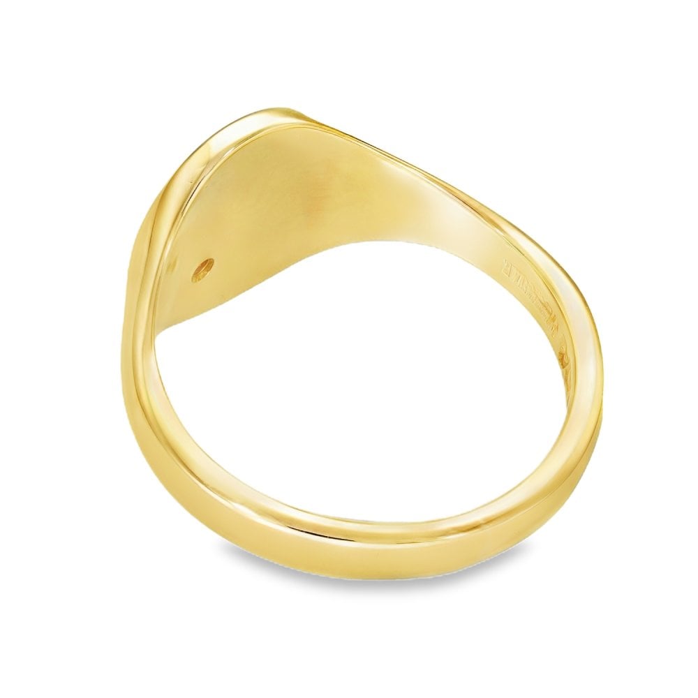 9ct Yellow Gold Oval Diamond Signet Ring - Size X - 14mm