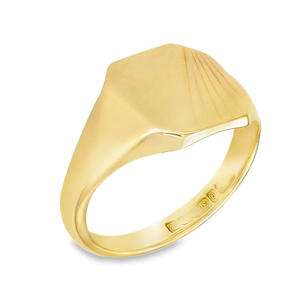 9ct Yellow Gold Octagonal Signet Ring - Size O - 12mm