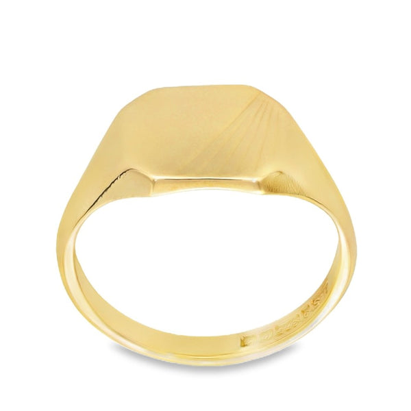 9ct Yellow Gold Octagonal Signet Ring - Size O - 12mm