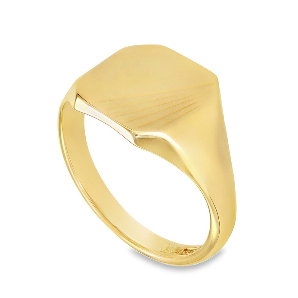 9ct Yellow Gold Octagonal Signet Ring - Size O - 12mm