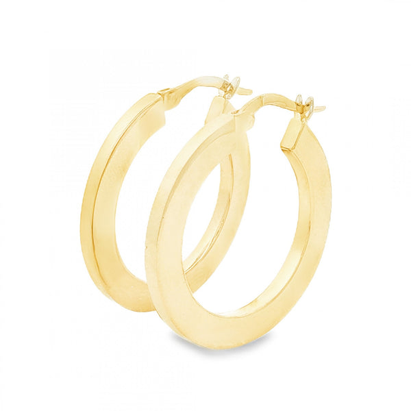 9ct Yellow Gold Screw-Engraved Hoop Earrings - 2x25x24mm - 3.0g