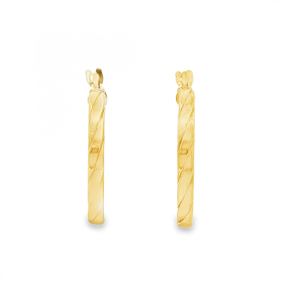 9ct Yellow Gold Twist Square Hoop Earrings - 2x21x20mm - 1.2g