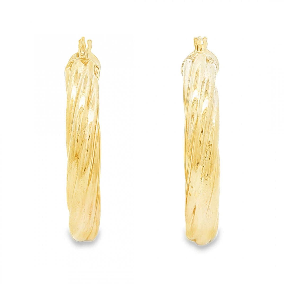 9ct Yellow Gold Hollow Tube Hoop Earrings - 4.5x30x29mm - 2.9g