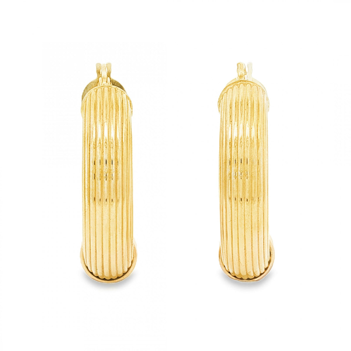 9ct Yellow Gold Patterned Hoop Earrings - 7x27x26mm - 4.5g
