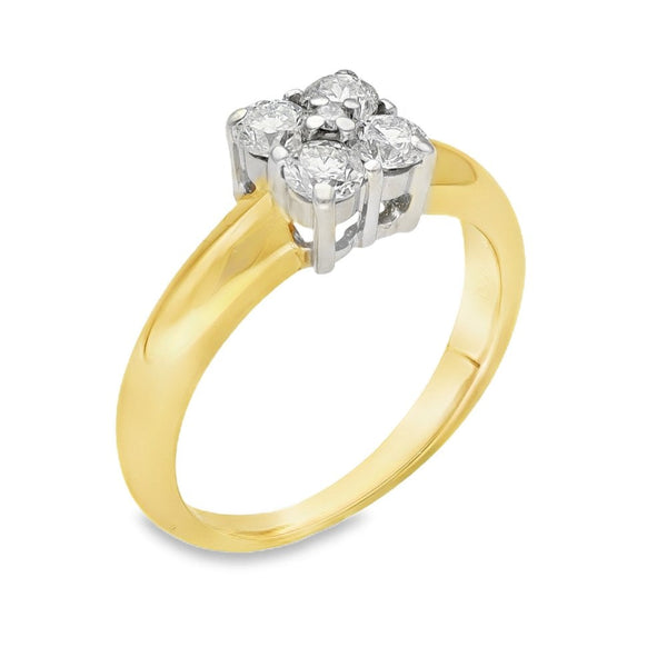 18ct Yellow Gold Diamond Cluster Ring - Size J½ - 0.50ct