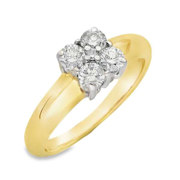 18ct Yellow Gold Diamond Cluster Ring - Size J½ - 0.50ct