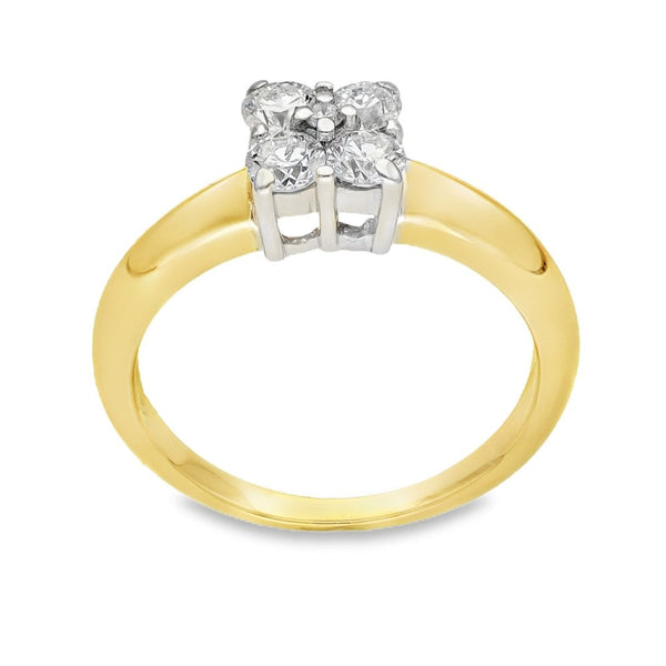 18ct Yellow Gold Diamond Cluster Ring - Size J½ - 0.50ct