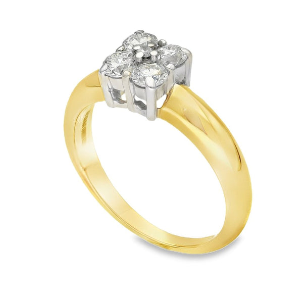 18ct Yellow Gold Diamond Cluster Ring - Size J½ - 0.50ct