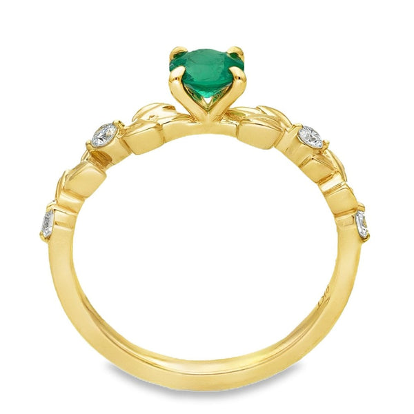9ct Yellow Gold Emerald & Diamond Engagement Ring - 0.46ct