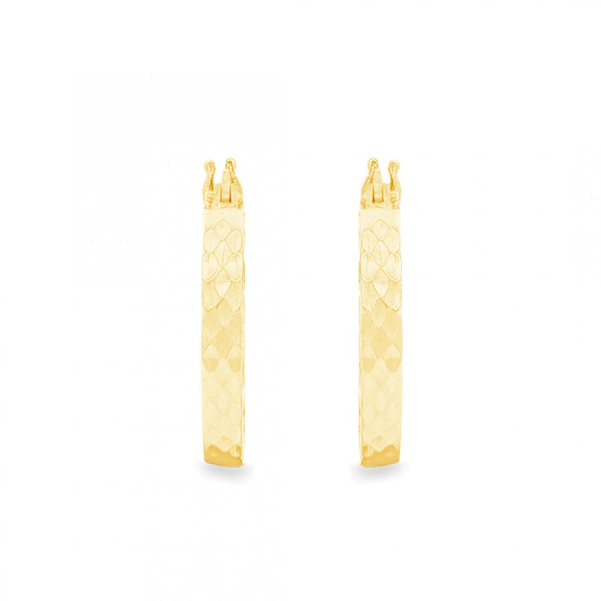 9ct Yellow Gold Round Patterned Hoop Earrings - 2.5x16x15mm