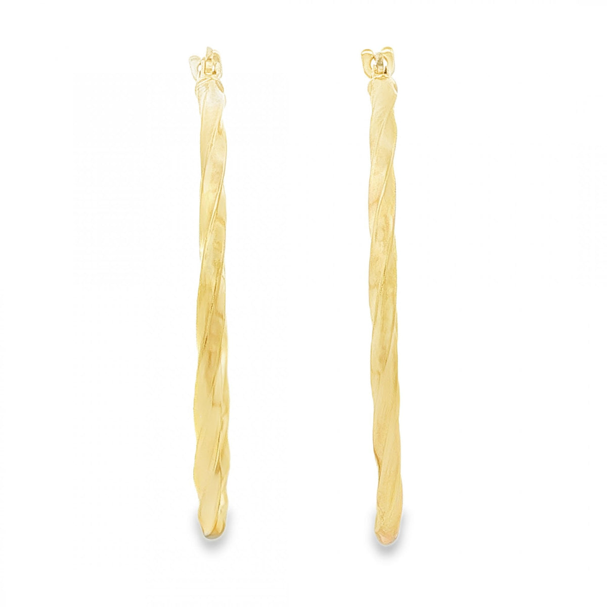 9ct Yellow Gold Fine Twist Hoop Earrings - 2x35x34mm - 1.2g