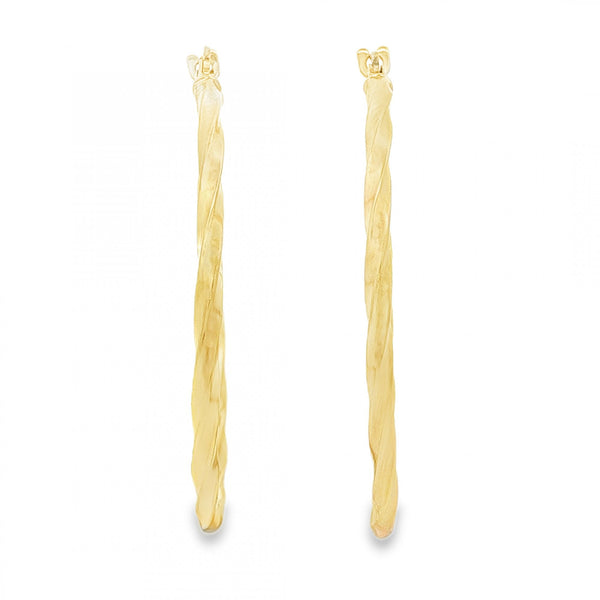 9ct Yellow Gold Fine Twist Hoop Earrings - 2x35x34mm - 1.2g