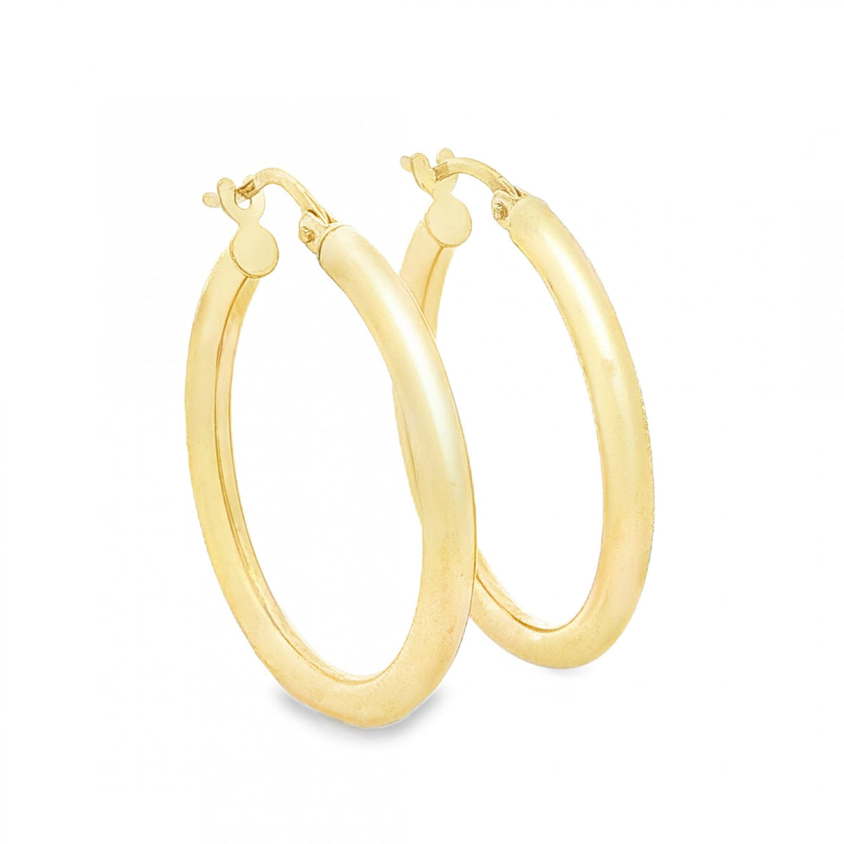 9ct Yellow Gold Plain Tube Hoop Earrings -2.5x26x25mm - 1.2g