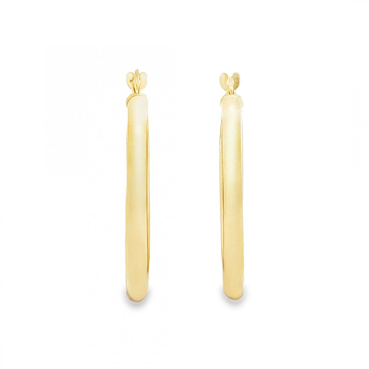 9ct Yellow Gold Plain Tube Hoop Earrings -2.5x26x25mm - 1.2g